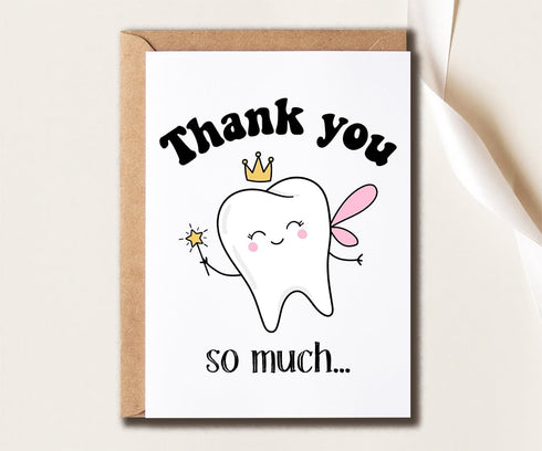 SNMDesigns 5 7 inches Dental Thank You Card - Thank You So Much - Cute Tooth Card - Unique Thanks Card - Thank You Card