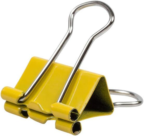 JAM PAPER Small Colorful Binder Clips, 3/4 Inch (19 mm), Yellow, 25/Pack