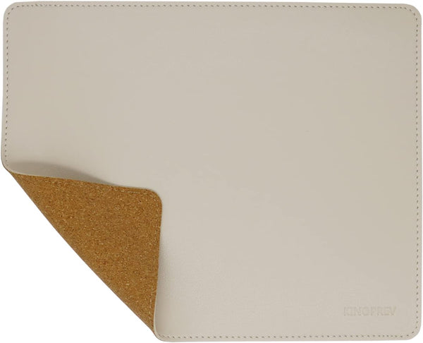 Leather Mouse Pad, Wood Mouse Pad with Stitched Edge, Waterproof Gaming Mouse Pad for Computers, 10.2" x 8.3", Beige