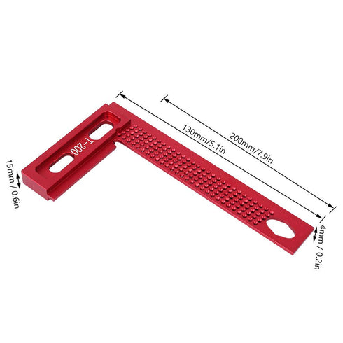 T-200 Woodworking Ruler, Aluminum Alloy L Square Ruler, Wear-Resistant Hole Measuring Tool for Carpenter Scriber