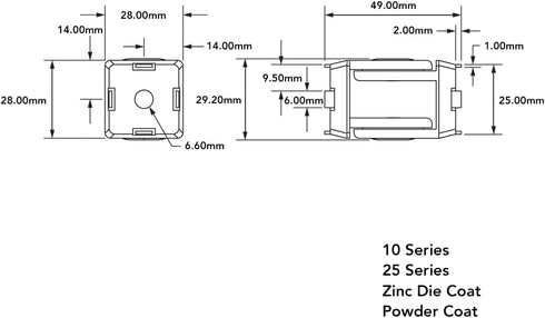8020, 14011, 10 and 25 Series 2 Hole Flexible Pivot Joint Connector Fittings for Aluminum Extrusion Profile