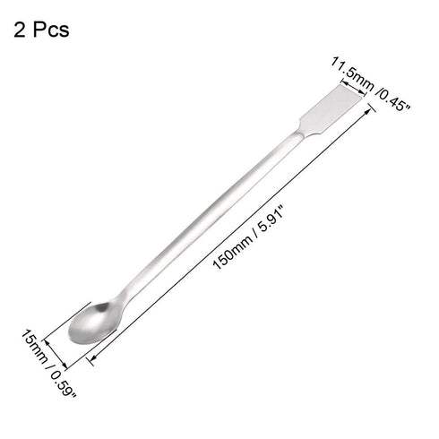 uxcell Lab Sampling Reagent Spoon 304 Stainless Steel 2 in 1 Double Head Laboratory Mixing Spatula 150mm 2Pcs
