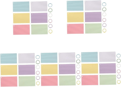 TEHAUX 5sets Blank Index Note Cards Binder Writing Cards for Vocabulary Daily