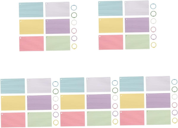 TEHAUX 5sets Blank Index Note Cards Binder Writing Cards for Vocabulary Daily