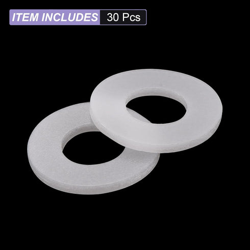 PATIKIL Nylon Flat Washers, 6mm ID 13mm OD, 1mm Thick, M6 Hard Plastic Round Sealing Flange Gaskets, Qty 30