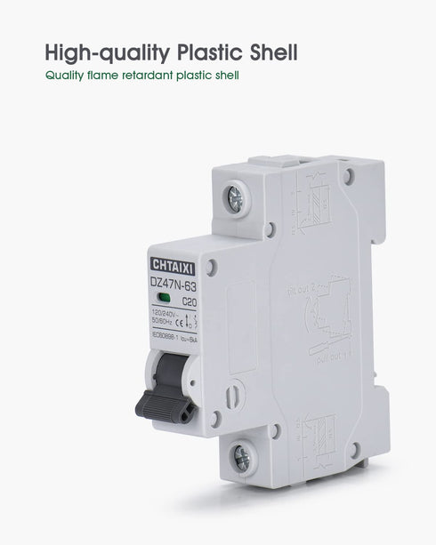 AC Miniature Circuit Breaker, 16 Amp 120V/240V 1 Pole DIN Rail Mount, Thermal Magnetic Trip, Solar AC Disconnect Switch
