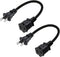 2-Pack Polarized USA Outlet Saver Power Extension Cord, 125V 10A, 2-Prong 2 Outlets, 1.6ft/50cm