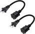 2-Pack Polarized USA Outlet Saver Power Extension Cord, 125V 10A, 2-Prong 2 Outlets, 1.6ft/50cm