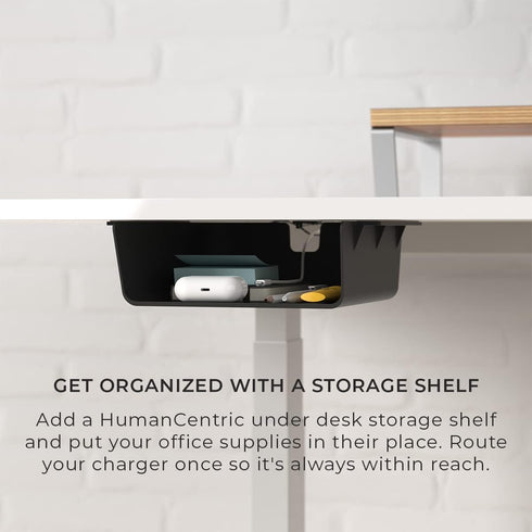 HumanCentric Under Desk Storage Shelf, Drawer Organizer for Office Tables, Mount Under Desk Shelf, 2-Pack