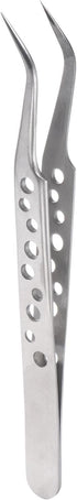 Precision Tweezers 122mm Elbow Pointed Hollow, Anti-slip Stainless Steel for Precision Parts Technology