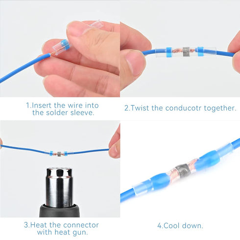 HKS 800 PCS Solder Seal Wire Connectors - Blue 16-14 AWG Heat Shrink Solder Butt Connectors for Automotive Marine Boat