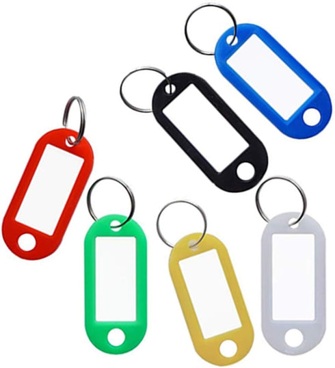SENHAI 12 pcs Wristband Keychains & 6 pcs Key Tags, Plastic Coil Stretch Elastic Spring Spiral Bracelet Key Ring for Gym Pool ID Badge, Plastic ID Tags with Label Window for Keychain Pet Luggage Bag by SENHAI