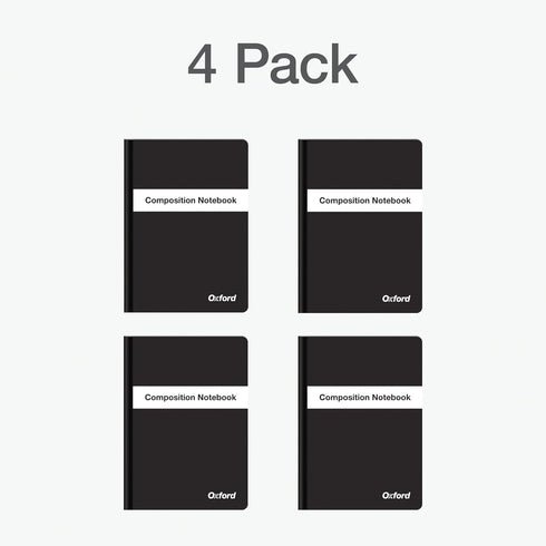 Oxford Poly Composition Notebook 4 Pack, Compact Size, 5 x 7 Inches, College Ruled, 80 Sheets, Black Covers
