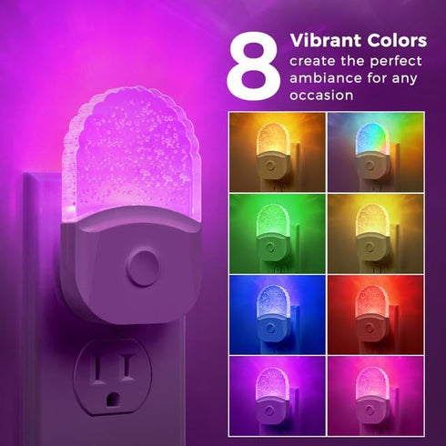 2 Pack, Night Lights Plug Into Wall, Color Changing Night Light for Kids, RGB Night Lights Plug into Wall Soft White