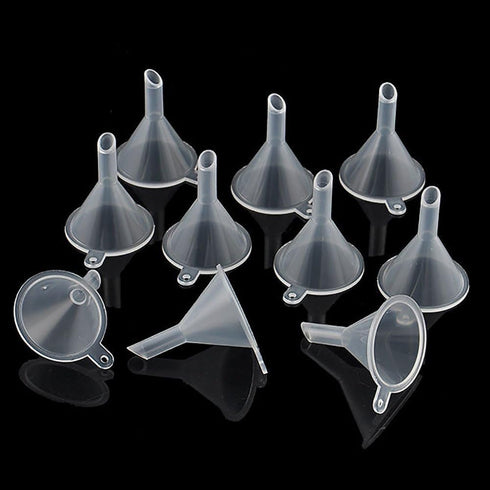 10Pcs White Small Clear Plastic Mini Funnels for Bottle Filling, Perfumes, Essential Oils, Lab Supplies