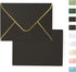 Black 5x7 Envelopes 50 Pcs, Goefun A7 V-Flap Envelopes with Gold Border for Baby Shower, Graduation, Announcements