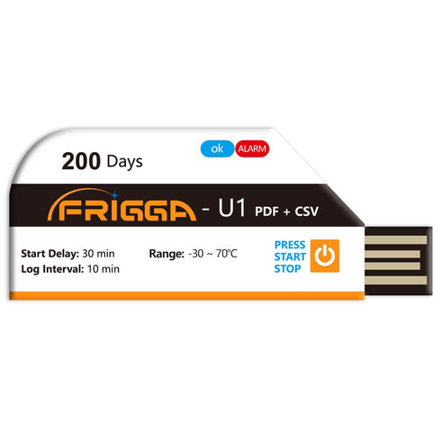Frigga Temperature Data Logger: Single Use USB Temperature Recorder with 28800 Points and High Accuracy