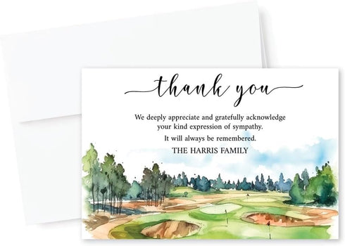 All Ewired Up Golf Course Funeral Thank You Cards, Bereavement Thank You