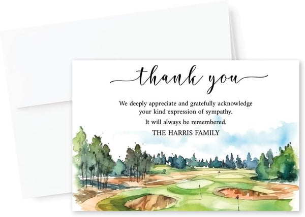 All Ewired Up Golf Course Funeral Thank You Cards, Bereavement Thank You