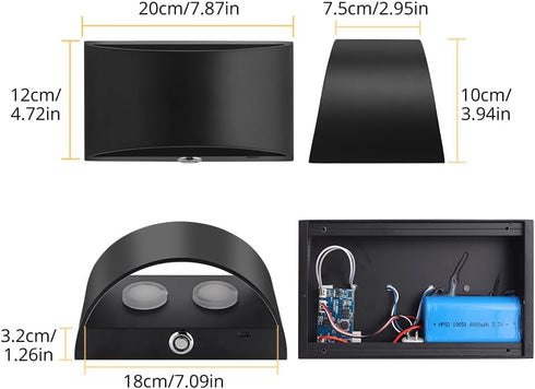 MSKEPSL Dimmable LED Wall Sconce Battery Operated, Modern Aluminum Wall Mount Light Rechargeable, Touch Control Wall