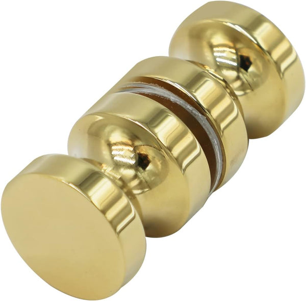 CKB Double Sided Shower Glass Door Knob, Polished Gold Finish, Solid 304 Stainless Steel Handle for 5/16" to 1/2" Glass