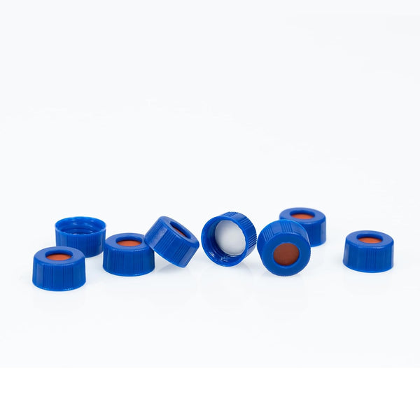 ALWSCI 9-425 HPLC Screw Thread Caps with Septa, 100 pcs/pk, White PTFE/Red Silicone