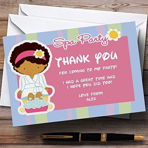 The Card Zoo Blue and Pink Spa Personalized Birthday Party Thank You Cards