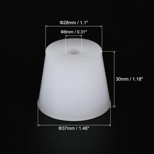 MECCANIXITY Silicone Rubber Tapered Plug 28mm to 37mm with Hole White for Powder Coating, Painting, Anodizing, Plating, Sandblasting, Laboratory Use 2 Pieces