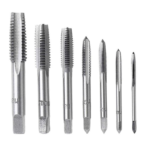 7Pcs Metric Spiral Point Thread Tap Set - M3 M4 M5 M6 M8 M10 M12 Nitriding Coated Machine Screw Drill Tap Bits