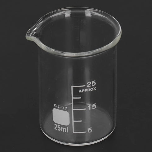 10PCS Glass Beakers Set, 25mL Graduated Measuring Beaker, Thick Walled Experiment Beaker Cups with Scale