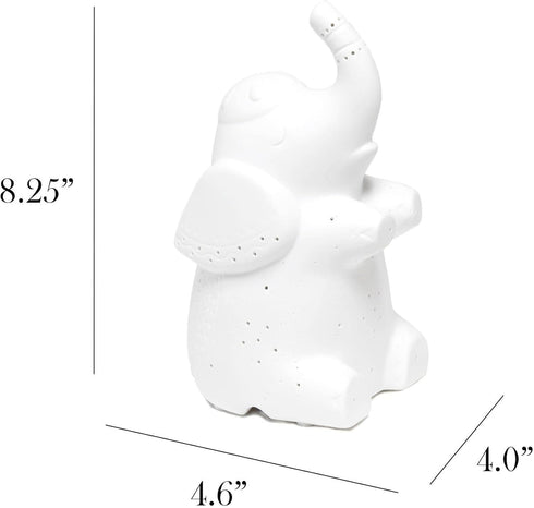 Simple Designs LT3337-WHT Fun Shaped Sitting Night Light Table Lamp, White Porcelain Elephant