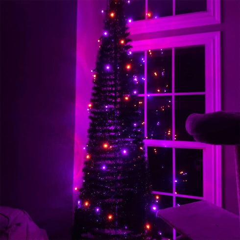 Purple and Orange Halloween Lights | 20FT 100 Count Incandescent Mini String Lights | Waterproof Decorations