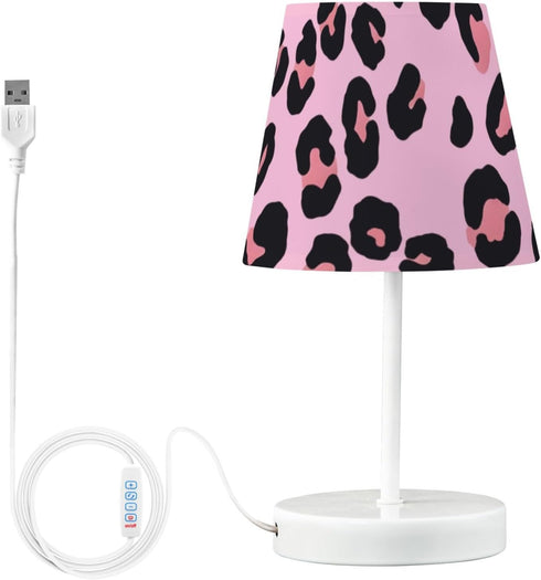 ALAZA Bedside Lamp Leopard Print Cheetah Pink Table Lamp for Bedroom Desk