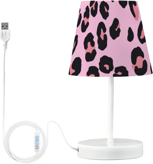 ALAZA Bedside Lamp Leopard Print Cheetah Pink Table Lamp for Bedroom Desk