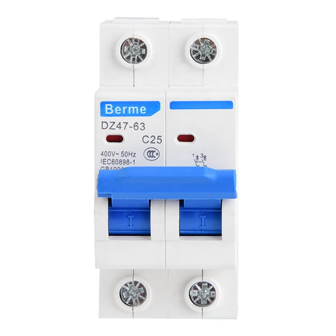 YWBL-WH Miniature Circuit Breaker DZ47-63, 2P 400V AC, Leakage Air Switch 25A 40A 50A 63A (25A)