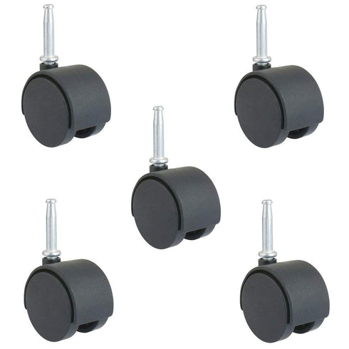 MySit 2-Inch Stem Caster Wheels, Stem 8 x 38mm or 5/16-Inch Diameter, 1.5 inch Long - Set of 5