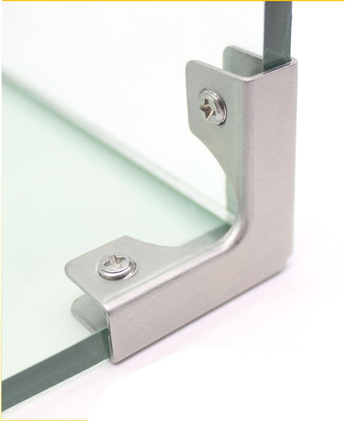 heyous 2PCS 6-8MM L-Shape Stainless Steel Glass Clamps Fish Tank Tile Reinforcement Corner Guard Glass Connector