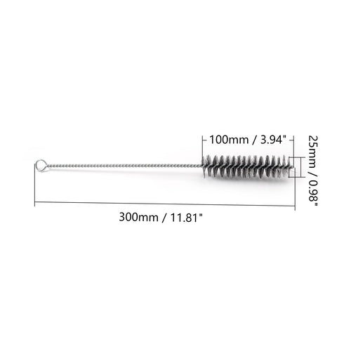 Utoolmart Wire Tube Brushes, Stainless Steel Bottle Bristle Cleaning Spiral Power Pipe Brush, 1.0-inch Diameter 12-inch Long-Handle Cleaner for Auto Parts, Bottles, Tubes, Keyboards,Glass 5pcs
