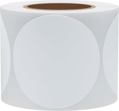 Hybsk White Color Coding Dot Labels, Round Semi Gloss Paper Stickers, 2 inch Adhesive Label