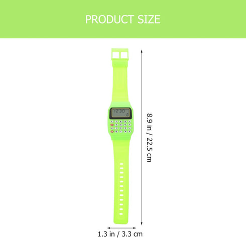 Mikikit Calculator Watch, 2 Pcs Digital Watch for Portable Calculations, Multifunction Wrist Watch for Men Women, Green