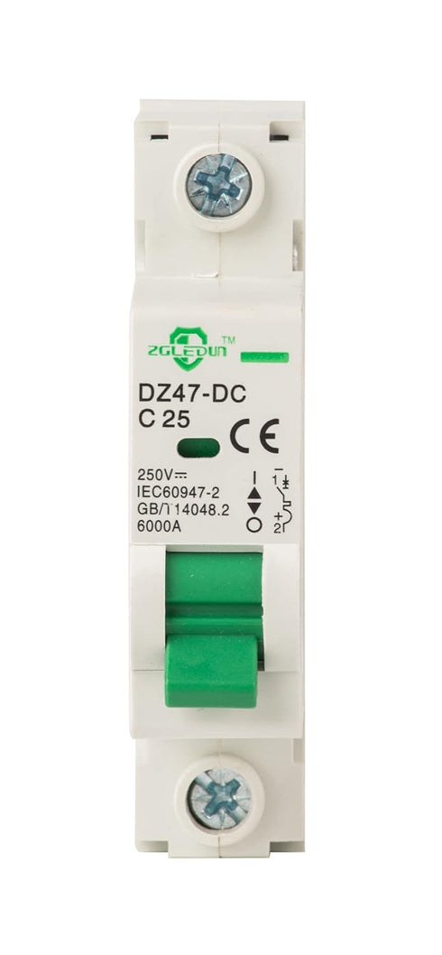 DC Miniature Circuit Breaker - Mini Home Circuit Breaker 12V-250V DZ47-63 Din Rail Mount 1 Pole 25A