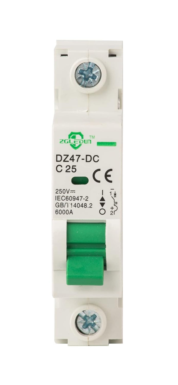 DC Miniature Circuit Breaker - Mini Home Circuit Breaker 12V-250V DZ47-63 Din Rail Mount 1 Pole 25A