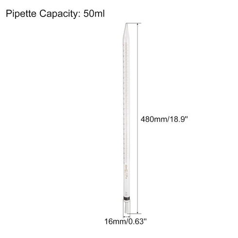 PATIKIL 50ml Graduated Dropper Pipettes, 1 Pcs Reusable Borosilicate Glass for Liquid Transfer
