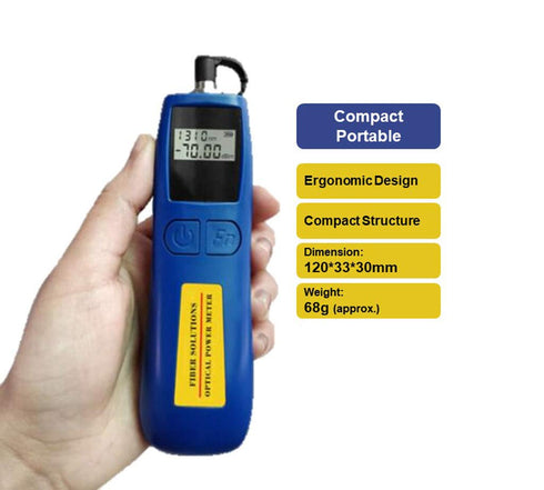 Optical Power Meter -70~+10 dBm, Fiber Light Meter for Testing 6 Calibrated Wavelengths, Lightweight 68g