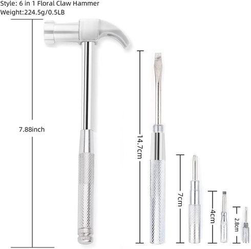 6 in 1 Mini Multifunction Copper Hammer and Screwdriver Kit, Hand Tools for Opening Walnuts and Household Repair