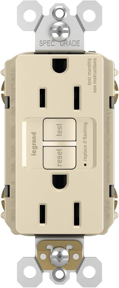 Legrand radiant 1597LACCD12 15 Amp GFCI Self Test Duplex Outlet - Light Almond (1 Count)