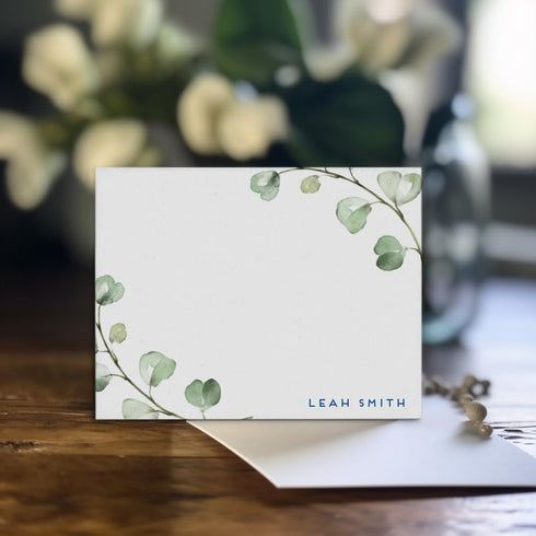 Set, Eucalyptus Stationary Personalized Greenery Stationary with Envelopes, FLAT OR FOLDED, Personalized Greenery Note