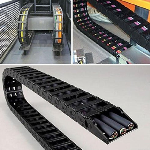 URBEST 18mm x 50mm Black Plastic Flexible Nested Drag Chain Cable Carrier, 1M for Electrical Machines