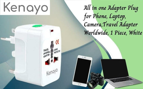 Worldwide Portable Universal Power Adapter, All in One International Travel Wall Charger for USA EU UK Outlets