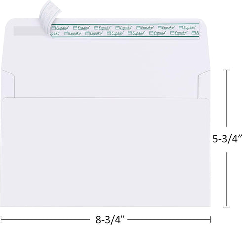 Eupako A9 Self Seal Envelopes, 250 Pack, White, 5-3/4 x 8-3/4 Inches for Invitations, Announcements, Wedding, Baby